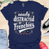 Easily distracted by frenchies - V5 - Baseball Text T-Shirt